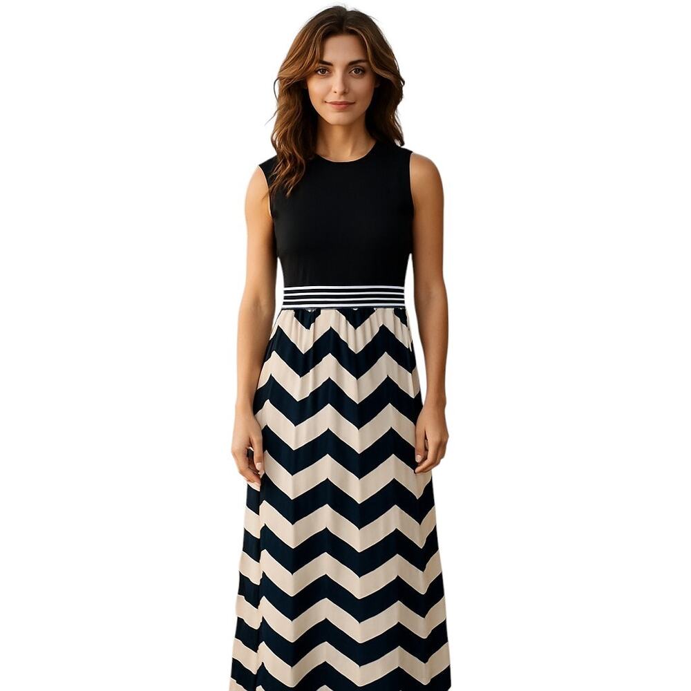 Fei Tong Medium Blue Women's Long Maxi Sleeveless Sun Dress Miss Size 8 10 M
